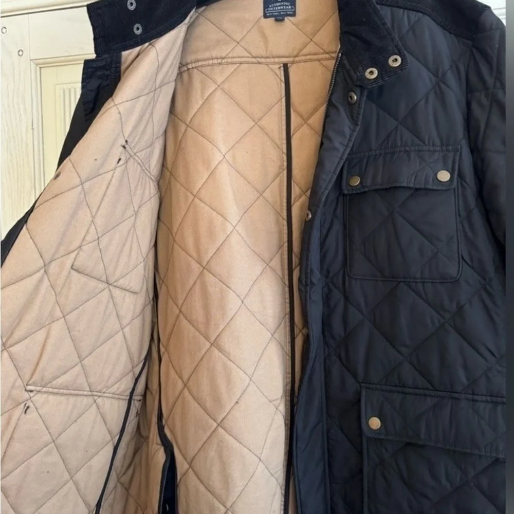 J CREW‎ Mens Greyson Quilted and Corduroy Barn Black Jacket, Size XXL